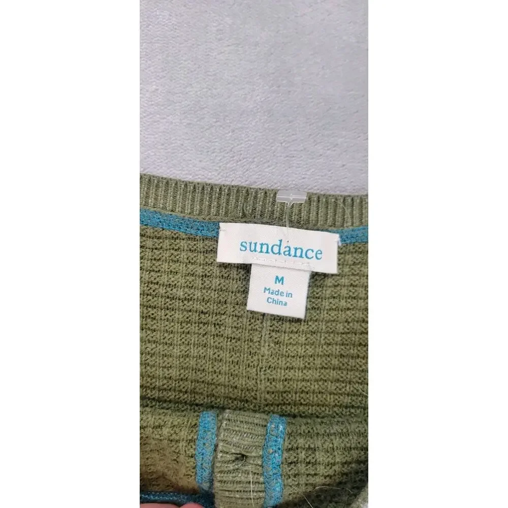 Sundance Gentry Waffle Knit Thermal Henley Top olive Green Medium oversized - Picture 3 of 8